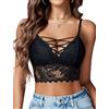 Avidlove Top da Donna Sexy Canotta Pizzo Top Estate Canotta da Donna Crop Top Spalline Sottili Festival Nero S