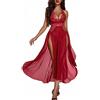 Avidlove Camicia da Notte Donna Sexy Negligee Lunga Neckholder Babydoll Scollo a V Sottovesti Curvy Pizzo Maglia, blu navy, S