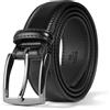 Aolso Cintura Uomo, Cintura Pelle Uomo, 33mm, Cinta Regolabili per Adattarsi, Design Moderni e Classici per Abbigliamento da Lavoro, Business e Casual, 115CM -Marrone Chiaro
