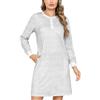 Jahetuul Camicia da Notte Donna Cotone a Maniche Lunghe con Tasche Vestaglia Donna con Bottoni Camicia da Notte Aperta Davanti con Stampa Floreale Leggero e Confortevole