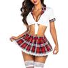 Avidlove Set di Lingerie Sexy per Donna Completi di Alunno Cosplay Outfits Top Gonna Corta Bianco XL