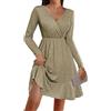 Zeagoo Abito da Donna con Paillettes e Scollo a V Maniche Lunghe Elegante Vita Alta per Serate Feste Discoteca Cocktail
