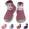 Aolso Scarpe Calzino per Bambini,Scarpine Primi Passi,Antiscivolo Scarpe Primi Passi Bimbo con Suola in Gomma,Unisex Scarpine Bambino con Cartone Animato-Cincillà (24/25)