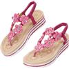JOMIX Sandali Donna Estivi Zeppa Infradito con Fiore Strass Flip Flop Bohemia Scarpe Comodi Eleganti Casual Spiaggia (WFF260352, Nero, 38 EU)