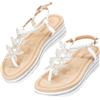 JOMIX Sandali Moda Donna Estivi Infradito con Zeppa Comodi Eleganti con Decorazione Floreale e Perline Scarpe Mare Spiaggia Vacanza Pantofole Boho Chic WFF260359, Nero, 41 EU