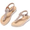 JOMIX Sandali Donna Estivi Infradito Zeppa con Strass Fiore Bohemia Flip Flop con Cinturino Elastico Comodi Eleganti Antiscivolo Casual Scarpe Spiaggia Passeggiate (WFF260351, Nero, 36 EU)