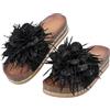JOMIX Ciabatte Donna Sandali Estive con 3D Fiore Eleganti Suola in Sughero con Bordo Glitter Pantofole per Spiaggia Tempo Libero Vacanze Comodi Antiscivolo (WWC260367, Nero, 41 EU)