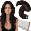 Hetto Extension Capelli Veri Microring Marrone scuro - Remy Capelli Umani Estensioni, Invisibile Adesive, Look Naturale per Uso Quotidiano 50g 50ciocche 45cm