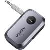UGREEN Ricevitore Bluetooth 6.0 con Jack 3,5mm con Multifunzioni Pulsante Adattatore Auto Aux con Microfono per Altoparlanti Cuffie Chiamate in Vivavoce, Grigio