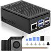 Aolso Custodia in ABS per Raspberry Pi 5 con raffreddamento attivo e ventola, Shield Top PCIe M.2 NVMe SSD, ventola per Pi 5 4GB/8GB