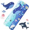 Aolso Tappetino da bagno per Bambini, 100x40cm Tappeto per Doccia con Due Ganci, Tappetino Antiscivolo Antimuffa per Vasca da Bagno e Doccia, Modello Animale Marino, con Ventose, Lavabile in Lavatrice