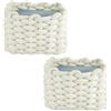 Aolso Cesto Portaoggetti in Corda di Cotone Intrecciato,2 PC Contenitore Bagno Portaoggettii,Cestino Cameretta,Cestini Decorativi Quadrati per Portaoggetti da Bagno per Trucchi, Giocattoli, Calzini