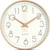 Aolso 20 cm (8 pollici) Orologio da Parete Moderno Silenzioso,Orologio da Muro al Quarzo Circolare Facile Lettura,Movimento al Quarzo per Camera da Letto, Soggiorno, Cucina, Ufficio-Bianco + Oro Rosa