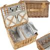 tectake®, cestino da picnic vimini, per 4 persone, scomparto termico, accessori picnic 21 pezzi, coperta per pic nic, campeggio, camping accessori, camper e cucina campeggio, cesto picnic - Föhr