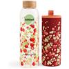 waterdrop MICRODRINK waterdrop® Borraccia in Vetro 600ml - Borraccia Personalizzata con Tappo in Bambù, Custodia Neoprene, Antigoccia, BPA Free - Borracce Design per Sport, Ufficio, Viaggio, Casa