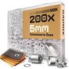 BAURIX® 200 Pezzi Occhielli (Ø6mm) con Inserto Magnetico per Pinza TALOS - per Stoffa, Pelle, Telo, Tende, Carta e Fai da Te - Accessorio per Cucito e Bricolage - Pinza non Inclusa