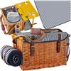 tectake®, cestino picnic per 4 persone, vimini intrecciato, scomparto refrigerante, coperta impermeabile, tavolino integrato, pic nic set accessori 24 pezzi, tracolla regolabile, cesto picnic - Rügen