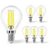 Aigostar Filamento Lampadina Led E14 Luce Fredda 6500K,4W Equivalenti a 40W,470Lm,G45 Stile Vintage, Non Dimmerabile, Pacco da 5 Pezzi