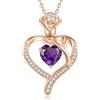 CDE Collana Donna Cuore Regalo Gioielli Donna Pendente Placcata Oro con Pietra di Nascita per Festa Della Mamma Compleanno San Valentino per Lei Mamma Fidanzata Moglie con 5A Cubic Zirconie