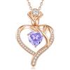 CDE Collana Donna Cuore Regalo Gioielli Donna Pendente Placcata Oro con Pietra di Nascita per Festa Della Mamma Compleanno San Valentino per Lei Mamma Fidanzata Moglie con 5A Cubic Zirconie