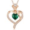 CDE Collana Donna Cuore Regalo Gioielli Donna Pendente Placcata Oro con Pietra di Nascita per Festa Della Mamma Compleanno San Valentino per Lei Mamma Fidanzata Moglie con 5A Cubic Zirconie