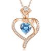 CDE Collana Donna Cuore Regalo Gioielli Donna Pendente Placcata Oro con Pietra di Nascita per Festa Della Mamma Compleanno San Valentino per Lei Mamma Fidanzata Moglie con 5A Cubic Zirconie