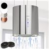 Klarstein Cappa Sospesa Cucina con LED, Flusso d'Aria 558m³/h, per Isola a Candelabro, con Filtri Antigrasso e Filtri a Carboni Attivi