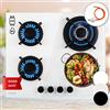 Klarstein Piano Cottura 4 Fuochi, per Fornelli a Gas, Fornello Integrato 8000W, Piano Cottura in Vetro e Acciaio Inossidabile per Cucina, 4 Fuochi GPL