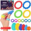 Aolso Fidget Toys,4 Pezzi di Braccialetti Fidget Elastici 6 Pezzi di Anelli Fidget 6 Pezzi di Pietre sensoriali for Antistress Bambini Antistress Adulti,Giochi Autismo per Adhd,Come Regali per Bambini