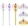 Aolso 3 Pezzi Accessori Principessa Elsa, Principessa Corona e Principessa Bacchetta, Accessori Abito per Carnival Birthday Party Festa di Halloween, Cosplay, 3+ Anni, Rosa/Viola/Giallo