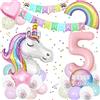 YeahBoom Decorazioni Palloncini Compleanno Unicorno,5 Anni Unicorno Festa Compleanno Ragazze,3D Palloncini Compleanno Unicorno,Compleanno con Enorme Palloncini Unicorno,Macaron Lattice Palloncini