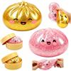 Audasi 2 Pezzi Mystery Dumpling Squishy, Palla Antistress Con Scatola Per Vapore Pasta Morbida Da Schiacciare Per Alleviare L'Ansia E Fidget Mano Per Adulti