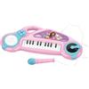Lexibook, La casa delle bambole di Gabby, Pianoforte elettronico per bambini con effetti luminosi, microfono, batteria, altoparlante integrato, melodie dimostrative, lettore DJ, rosa/blu, K704GDH