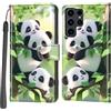 Haninsuze Cover per Samsung Galaxy S24 Ultra, Portafoglio PU Pelle, panda | Interno TPU Antiurto, Anti-Graffio, Fessura per Schede, Supporto Stand, Design Libro, Flip