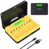 AKTTKA Caricabatterie a 8 Slot per Batterie Ricaricabili al Litio AA/AAA da 1,5 V con Display LCD, Monitoraggio Indipendente degli Slot, Ingresso USB-C 5 V/2 A, Ricarica Rapida e Protezione Multipla