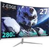 Z Z-Edge Z-Edge Schermo PC Gamer Curvo Bianco 27'' 280 Hz (DP), 240 Hz (HDMI), 1ms, FHD, FreeSync, Monitor Gaming Bianco 16:9, Inclinazione Regolabile, 1500R, 2× HDMI2.0 & 2× DP1.2, Angolo di Visione 178°