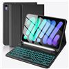 SOPPY Custodia per tastiera per iPad mini 7 A17 Pro 2024/iPad Mini 6 Generation Case con tastiera 2021 da 8,3 pollici, 7 colori retroilluminata staccabile per iPad mini 7a/6a generazione, nero