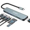 Critin Adattatore multiporta USB C 7 in 1, 4K HD, lettore di schede SD/TF, ricarica PD da 100 W, USB-C e 2 porte dati USB-A, compatibile con MacBook Pro/Air 2023-2016, Dell XPS, iPad Pro, Galaxy Book