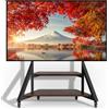 UNHO Supporto TV da Pavimento con Ruote per Schermi 65-100 Pollici Porta TV da Terra Mobile Peso Max 100kg Regolabile in Altezza, Ripiani in Legno, Max VESA 800x600mm per Casa Ufficio