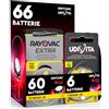 Udivita 66 Batterie per Apparecchi Acustici Misura 10 PR70 Gialle Zinco-Aria Phono Pulse Technology in 11 Blister da 6 Pile - 66 Batterie: 60 Rayovac + 6 Udivita