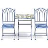 SAL. MAR. S.R.L. Set Bistrot Capri Tavolo e 2 Sedie Pieghevoli Ø60 cm Maioliche Blu Salmar