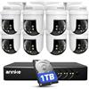 ANNKE 3K Kit Telecamere Videosorveglianza Cablate per Esterni, 8X 3K PTZ Telecamere con Audio, 5MP Lite DVR 8 Canali con Rilevamento IA di Persone/Veicoli e Hard Disk 1TB, Visione Notturna IR 100ft