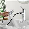Mynaiad Rubinetto bagno Mynaiad, rubinetto bagno lavabo per bagno con 3 tipi di getto, doccetta estraibile, miscelatore lavabo bagno monocomando per lavabo, cromato