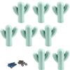 Zerniple Pomelli a forma di cactus in ceramica blu verde (8 pezzi) pomelli per armadietti per la camera dei bambini (viti e spessori)