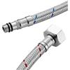 Terryshop74 2 Flessibili caldo freddo per scaldino scaldabagno bidet e lavandino caldo freddo lunghi 500 mm tubo in gomma ricoperto da acciaio intrecciato (3/8'' pollice, 2)