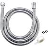 Klabb Tubo doccia in acciaio inox, 2,45 m, extra lungo, cromato, con inserto in ottone e dado.