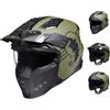 ILM Casco Moto Integrale Donna Uomo Adulti 3/4 Jet Vintage Scooter Motocross Cruiser ATV UTV Omologato ECE22.06 Modello Z302,Verde Militare,2XL