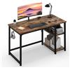 JUMMICO Scrivania 120 x 50 cm, Scrivania per Computer Scrittoio con 2 Ripiani a Sinistra o Destra, Separatore Regolabile, Tavolo da Lavoro Piano di Lavoro, Adatta per l'ufficio o il Soggiorno