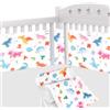 Aolso Paracolpi Lettino, 2 Pezzi Paraurti COT Morbida e Traspirante, Paracolpi per Lettino con 10 Cinghia Fissa, Lavabile, 340cm x 30cm + 160cm x 30cm (Dinosauro)