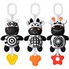 Aolso Giocattoli Sonaglio da Appendere,Giocattoli per Passeggino, Giochi per Bambini Ad Alto Contrasto, Forma Animale, Educativo di Peluche per Neonati Bambini da 0+ Mesi, Zebra